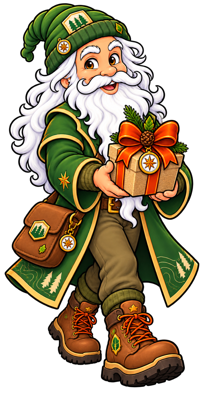 The Touch Grass Quest guide holding a gift